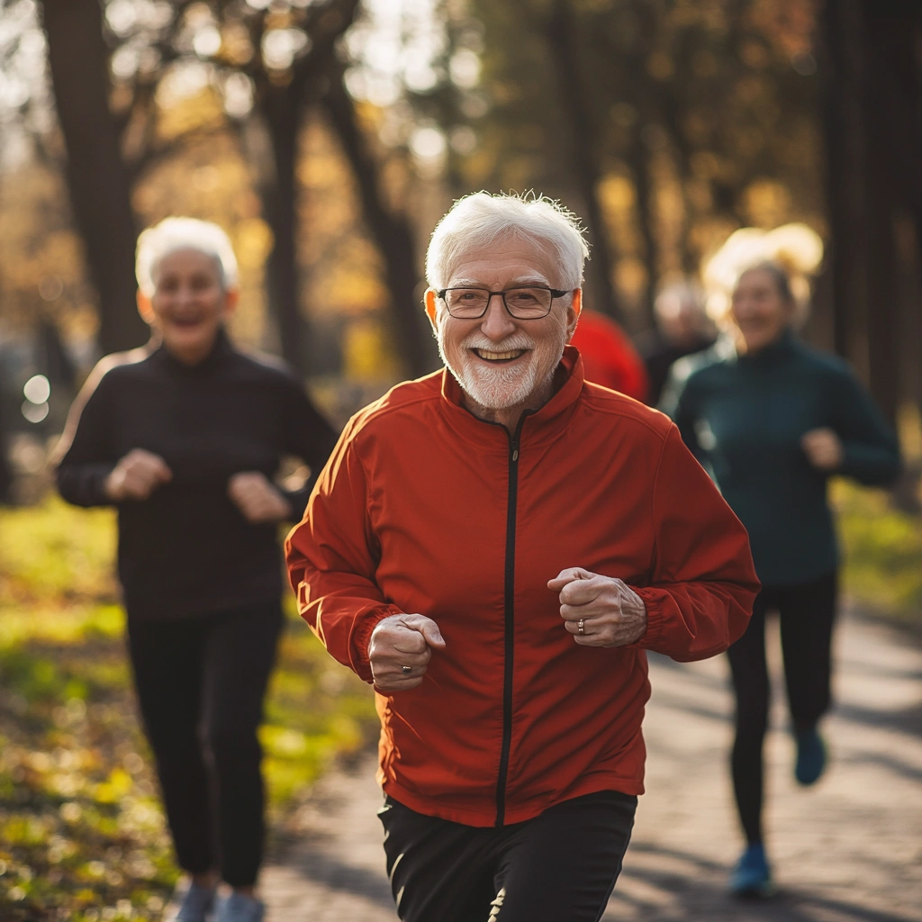 Енергійні літні люди займаються спортом на свіжому повітрі